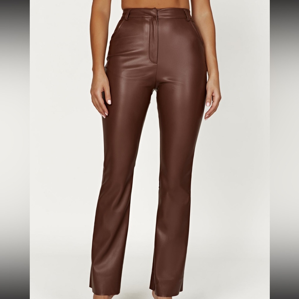 Faux Leather Straight Leg Pants